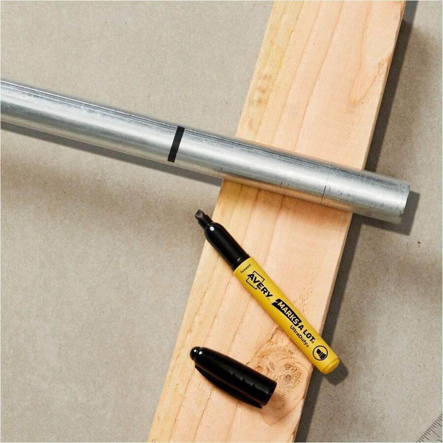 Avery Marks A Lot&reg; UltraDuty&reg; Markers Large Chisel Tip, Black, Box of 12 - 29842