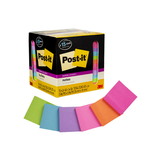 Post-it® Super Sticky Notes 3x3 - 15pk ASST