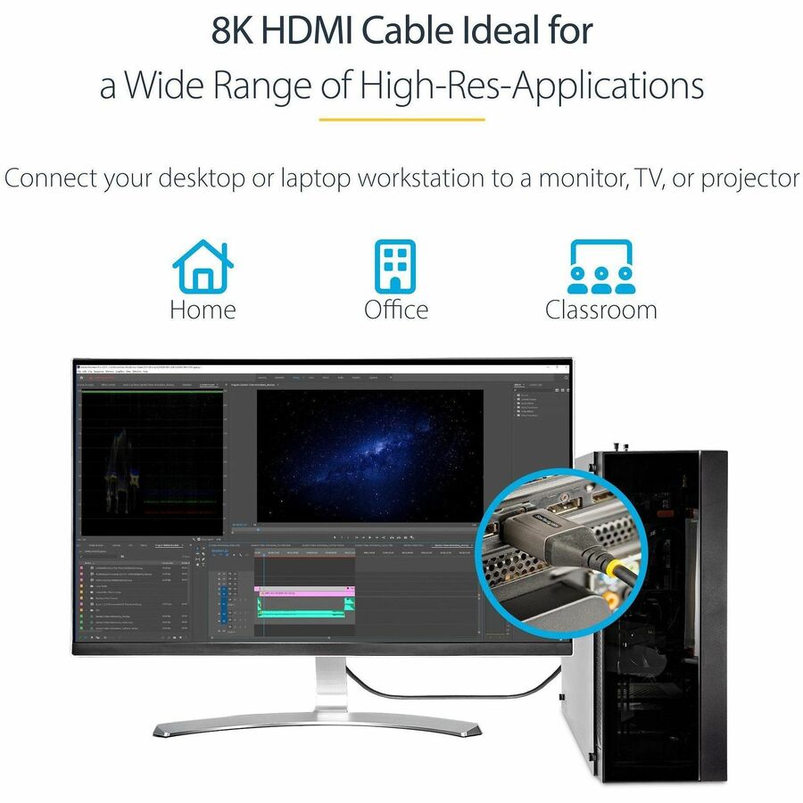StarTech.com 3ft/1m HDMI 2.1 Cable, Certified Ultra High Speed HDMI Cable 48Gbps, 8K 60Hz/4K 120Hz HDR10+, 8K HDMI Cable, Monitor/Display - HDMM21V1M