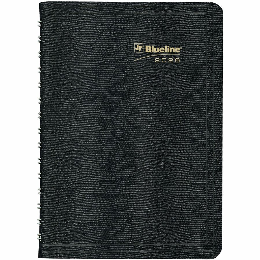 Blueline 2026 Essential 12-Month Daily Planner - 2-Day Per Page - January to December - Black - 8" x 5" - Bilingual - C5104.81BT