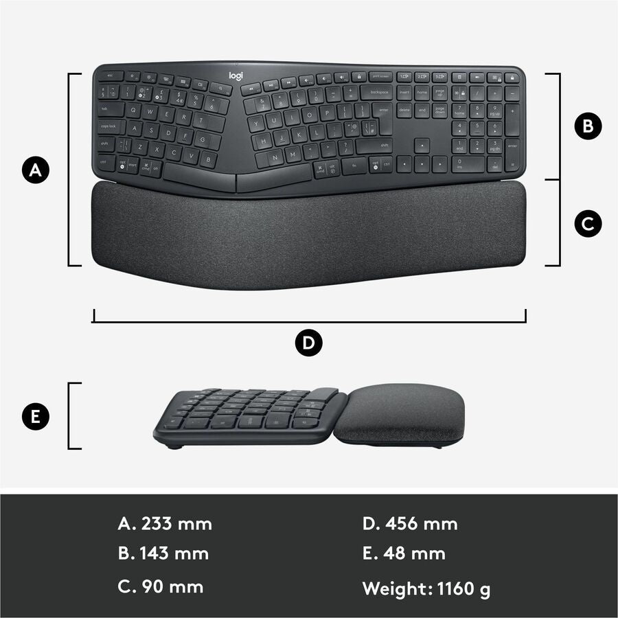 Logitech Ergo K860 for Business (Graphite) - Brown Box - 920-010175
