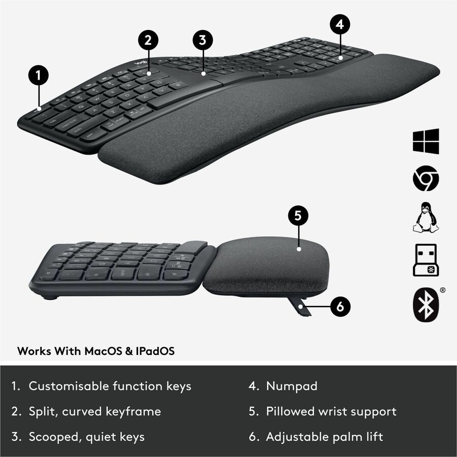 Logitech Ergo K860 for Business (Graphite) - Brown Box - 920-010175