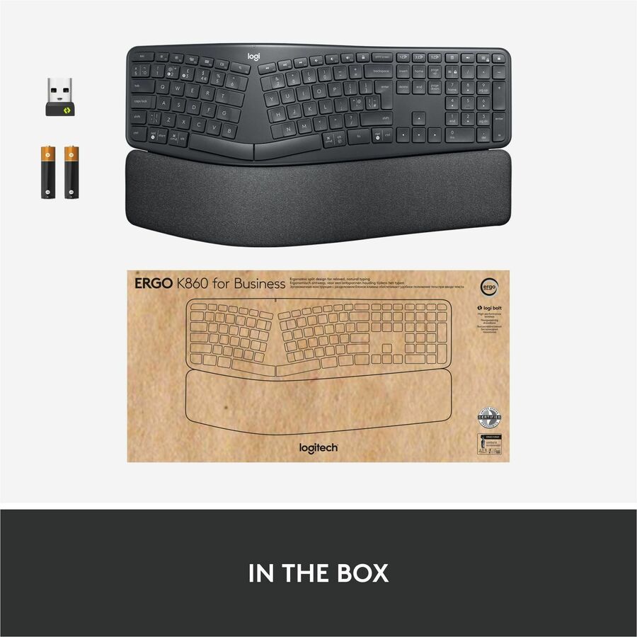 Logitech Ergo K860 for Business (Graphite) - Brown Box - 920-010175