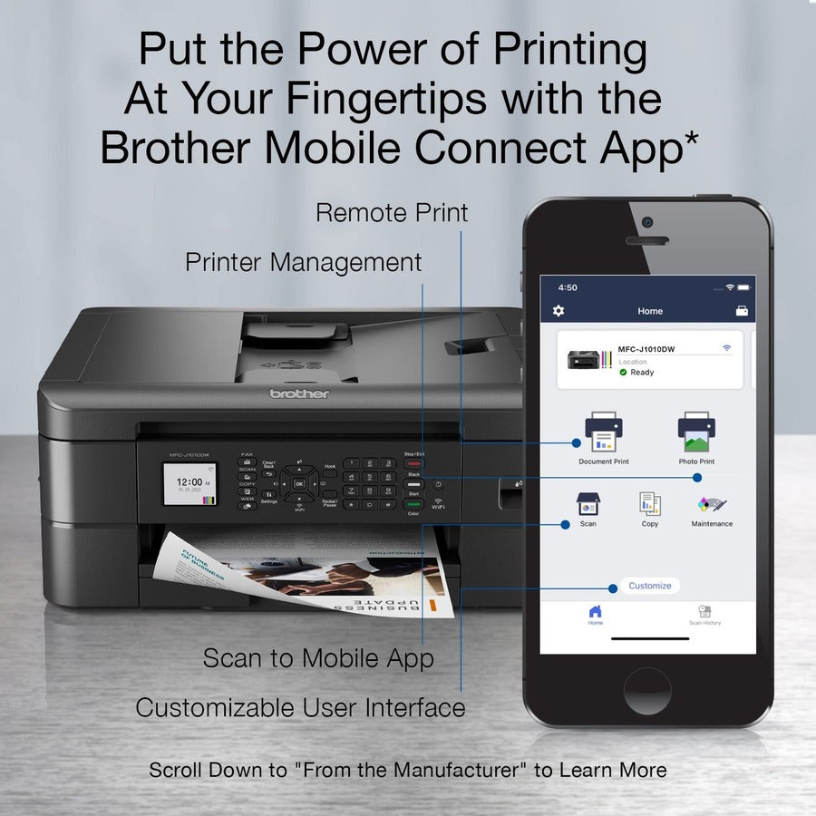 Brother MFC-J1010DW Wireless Inkjet Multifunction Printer - Color - MFC-J1010DW