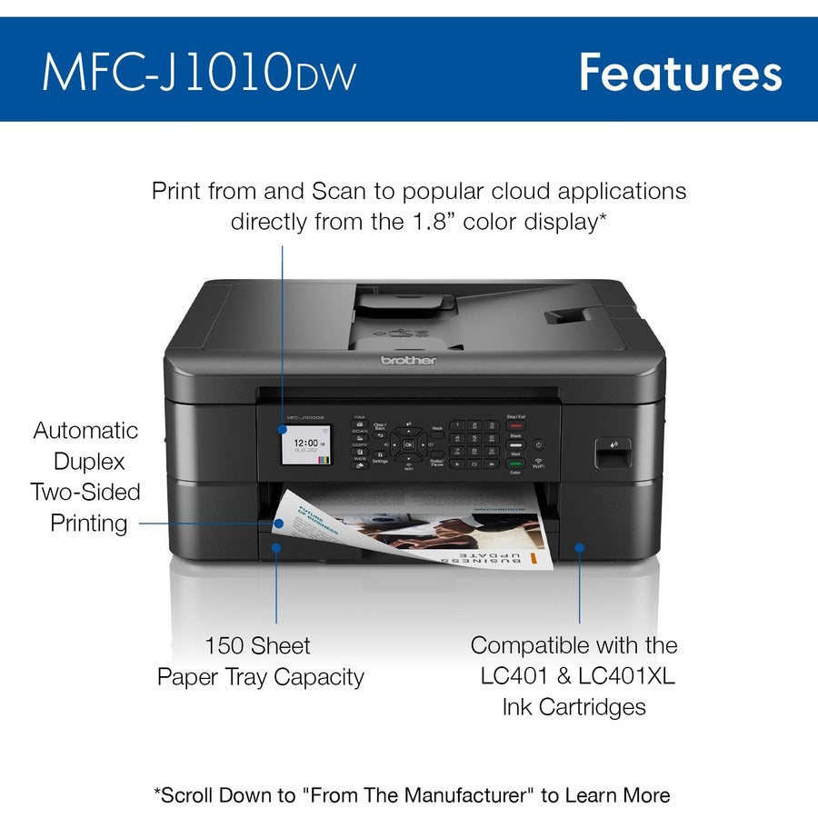 Brother MFC-J1010DW Wireless Inkjet Multifunction Printer - Color - MFC-J1010DW