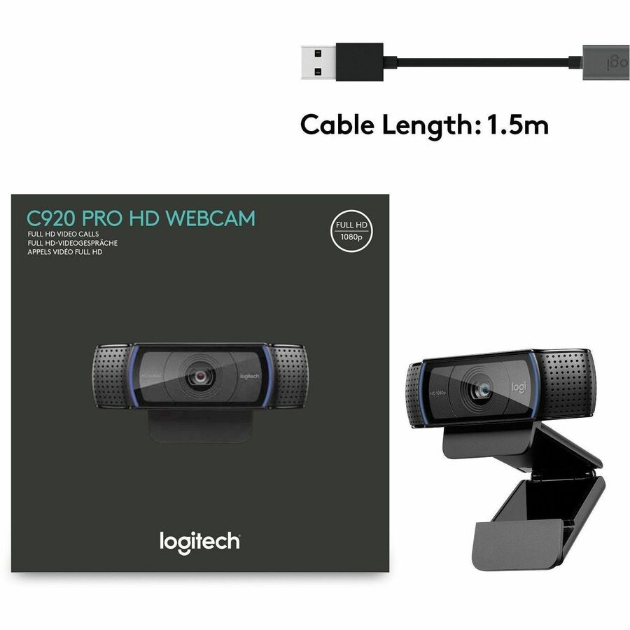 Logitech C920e Webcam - 3 Megapixel - 30 fps - Black - USB Type A - 960-001401