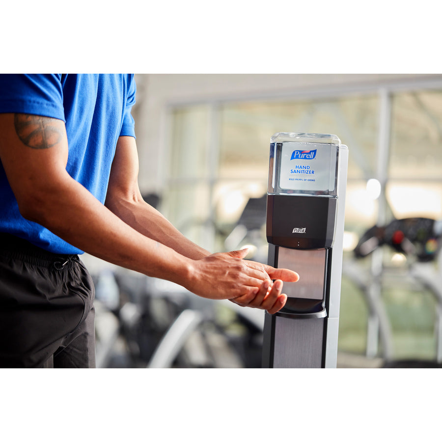 PURELL&reg; MESSENGER ES8 Silver Panel Floor Stand with Dispenser - 7318-DS-SLV