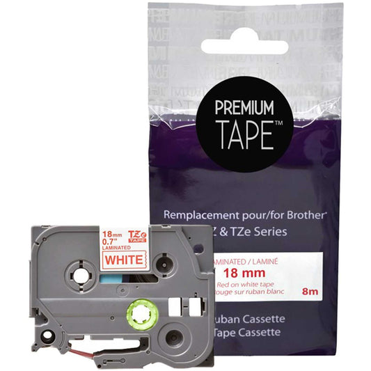 Premium Tape Tape - Alternative for Brother TZe242 - Red on White