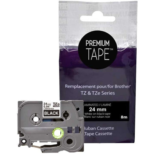 Premium Tape Tape - Alternative for Brother TZ355 - White on Black