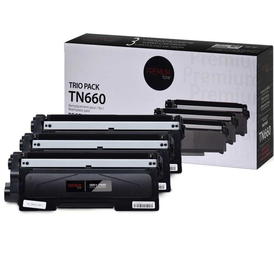 Premium Tone Toner Cartridge - Alternative for Brother TN660 - Trio Pack - Black