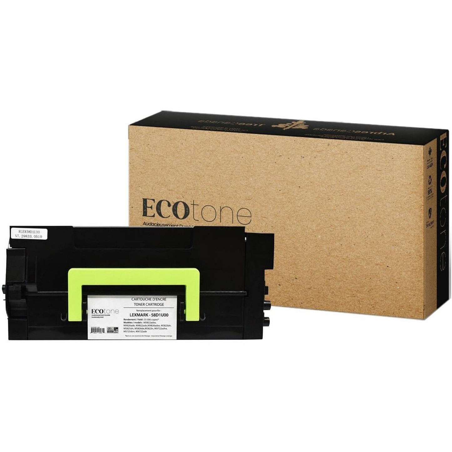 EcoTone Toner Cartridge - Remanufactured for Lexmark 58D1U00 - Black