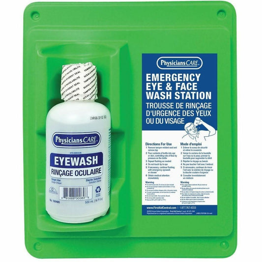 First Aid Central Single EyeWash Station with Full Bottle - 500mL Station