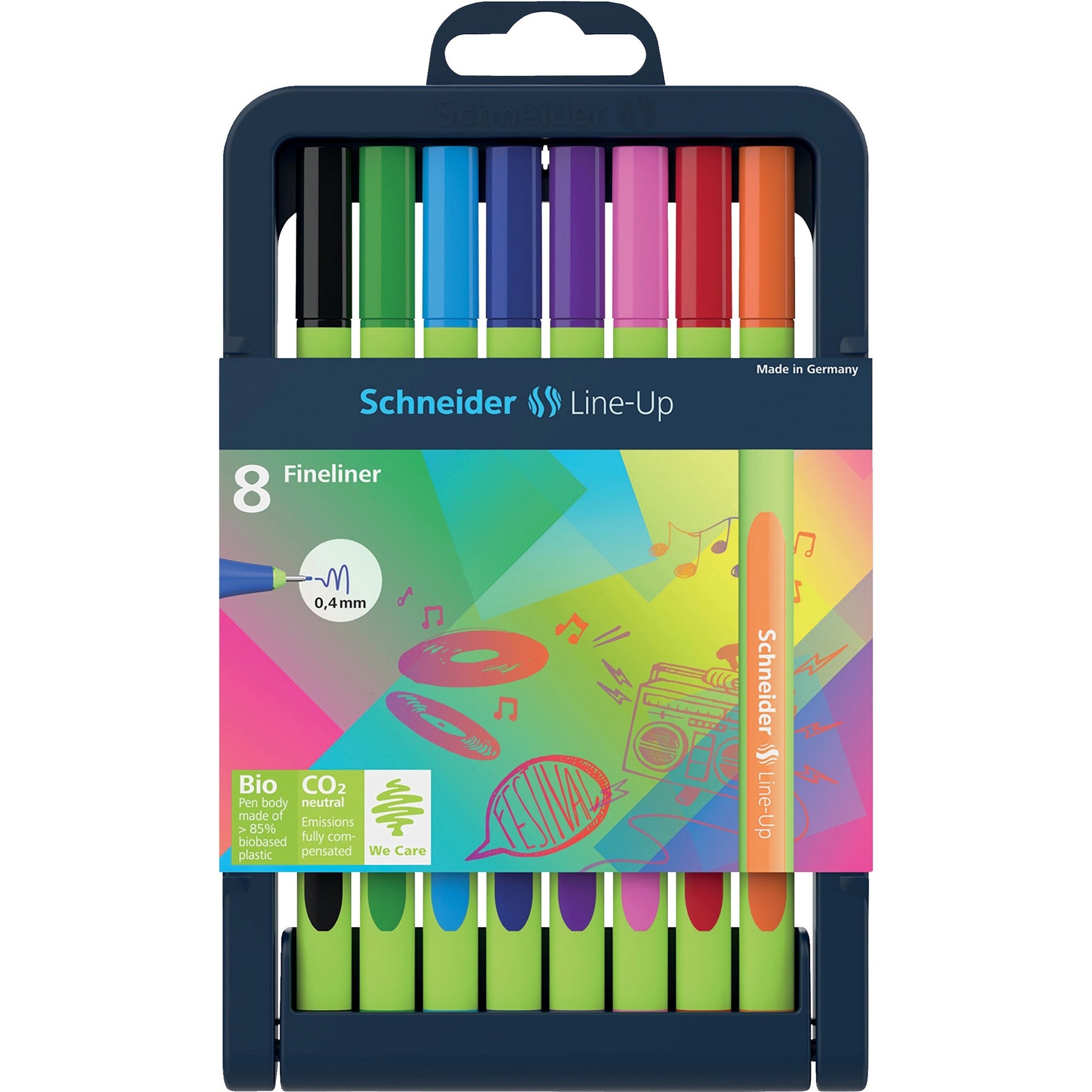 Schneider Line-Up Fineliner Markers 0.4 mm Assorted Colours 8/pkg