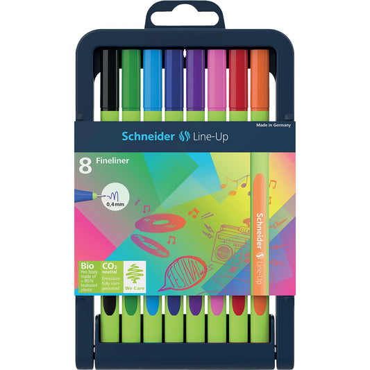 Schneider Line-Up Fineliner Markers 0.4 mm Assorted Colours 8/pkg