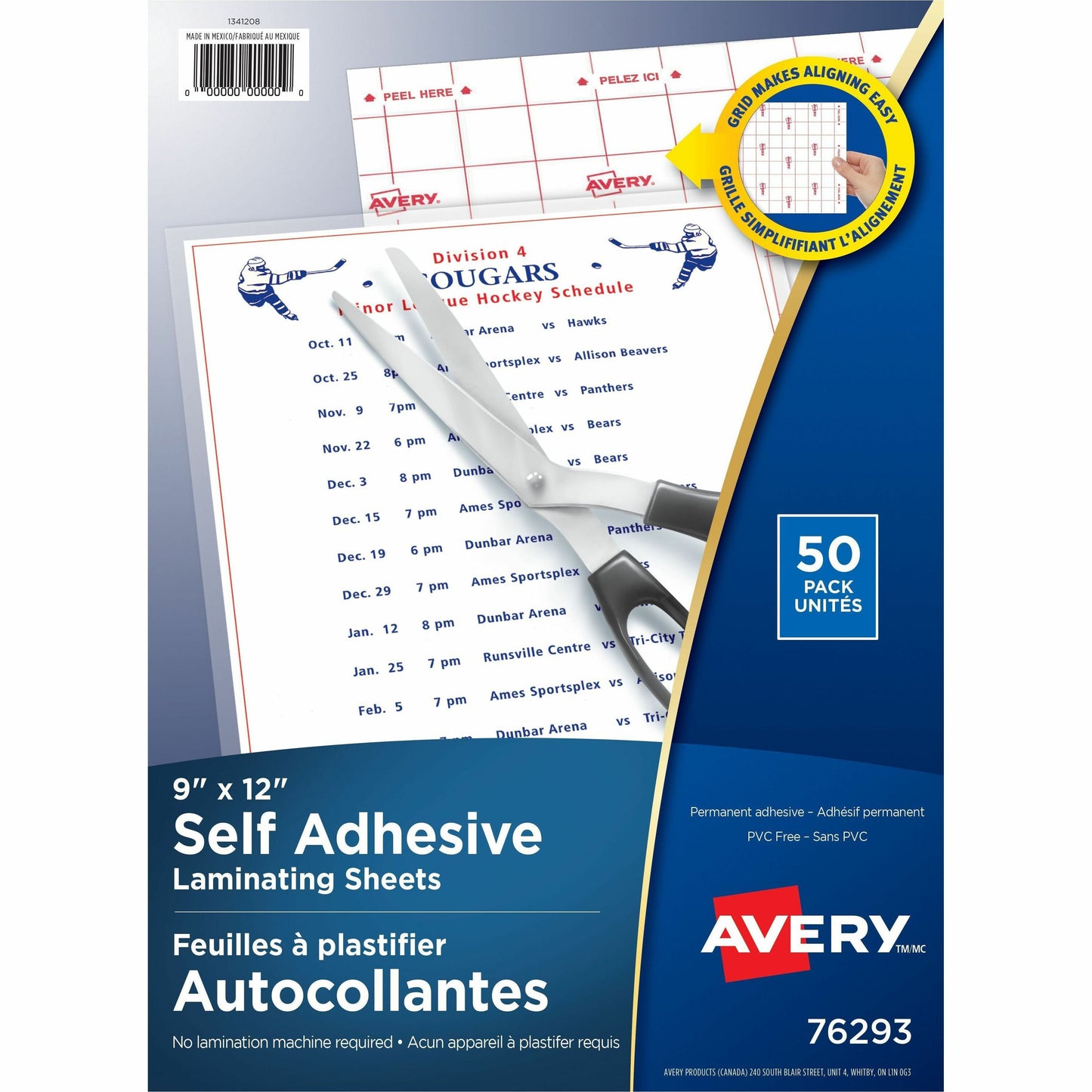 Avery&reg; Self Adhesive Laminating Sheets, 9" x 12" , 50/pk