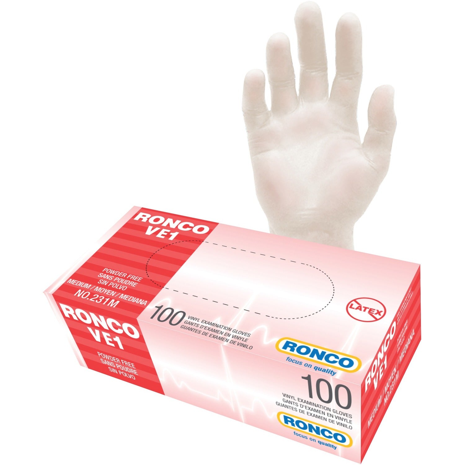 RONCO VE1 Vinyl Examination Glove (3 mil)