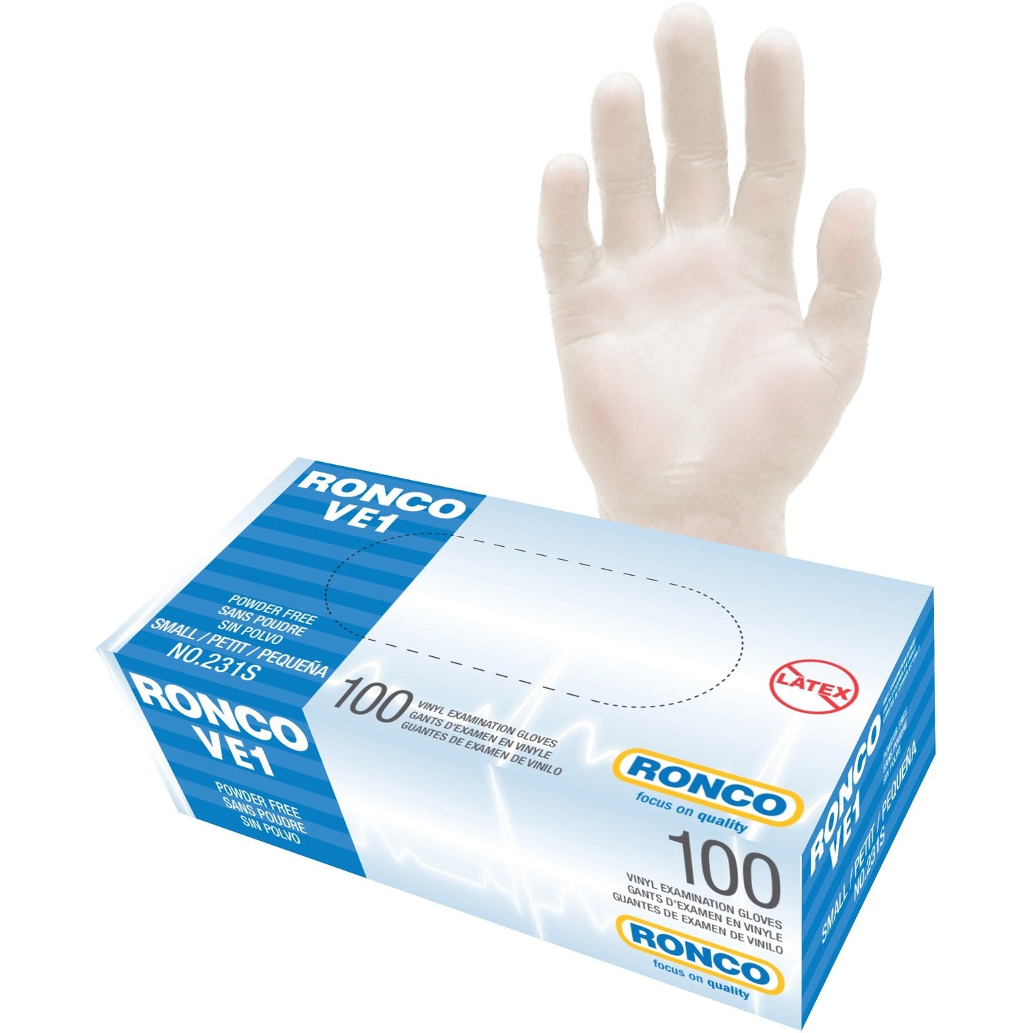 RONCO VE1 Vinyl Examination Glove (3 mil)