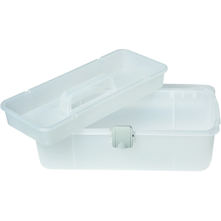 Deflecto Single Tray Storage Box 7-1/3" x 14-2/5" x 5-1/5" White - 29601
