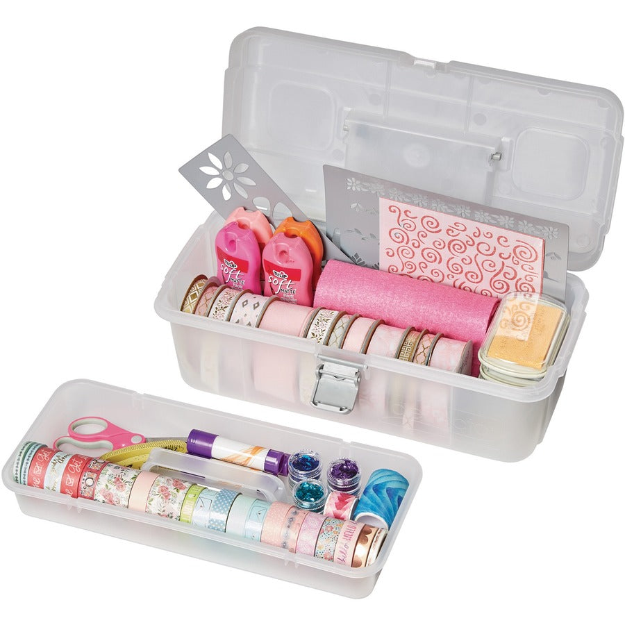 Deflecto Single Tray Storage Box 7-1/3" x 14-2/5" x 5-1/5" White - 29601