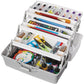 Deflecto Three-Tray Storage Box 9" x 16-1/64" x 8-2/5" Grey and White - 29505