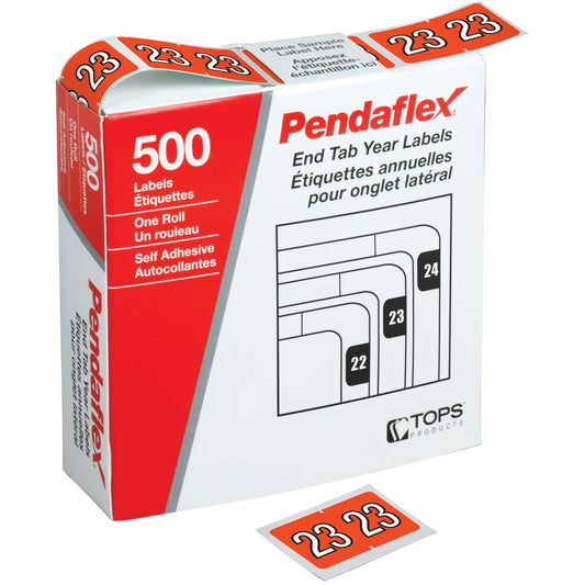 Pendaflex End Tab Year Labels - 2023 - Orange - 500/Pack