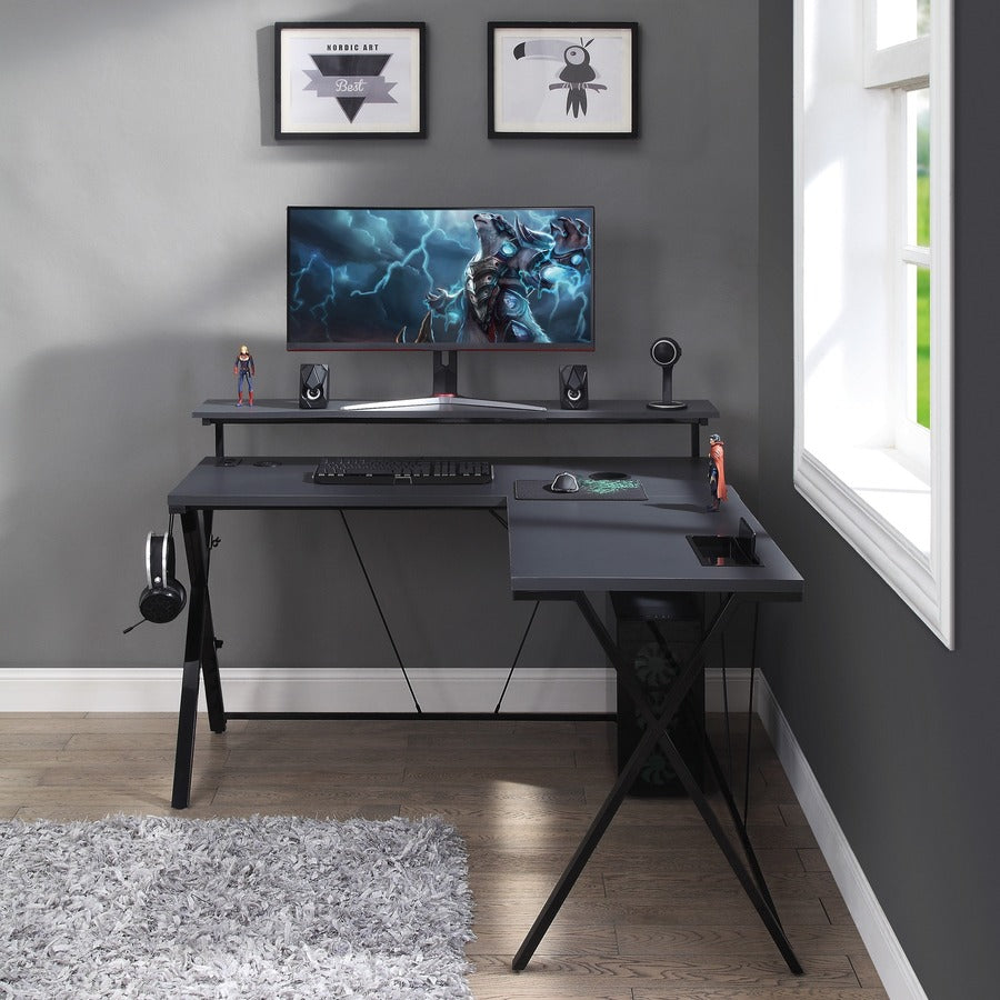 OSP Furniture L-Shaped Gaming Desk With LED Lights - CKP5454GLD