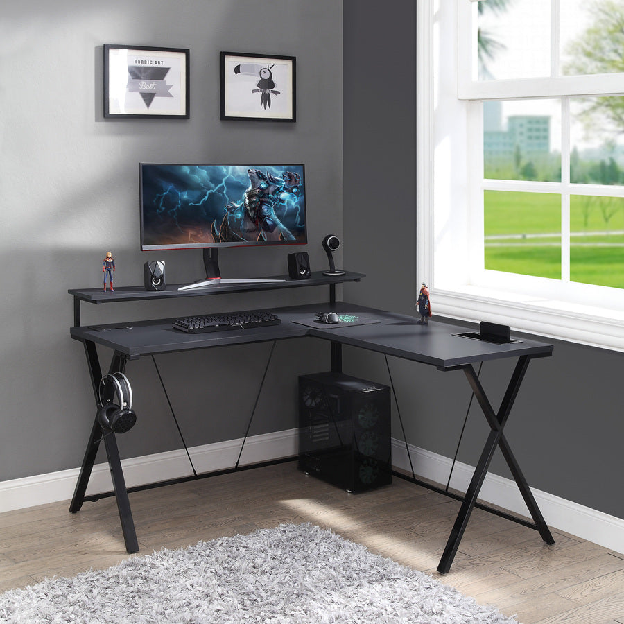 OSP Furniture L-Shaped Gaming Desk With LED Lights - CKP5454GLD