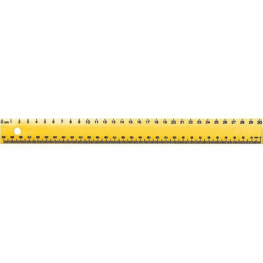 Westcott Finger Grip Ruler Millimeter with Centimeter 30 cm Plastic Yellow