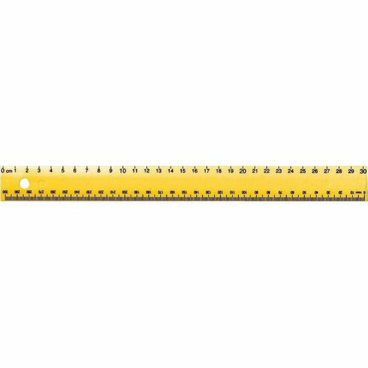 Westcott Finger Grip Ruler Millimeter with Centimeter 30 cm Plastic Yellow