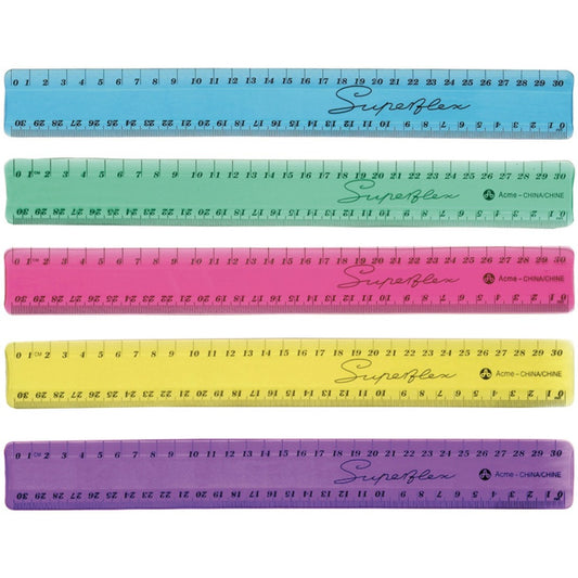 Westcott Superflex Ruler 30cm Translucent Assorted Colours