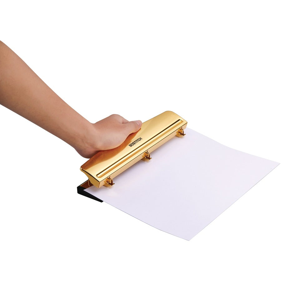 Bostitch Executive Three-Hole Punch 12 Sheets Gold - HP12-GOLD