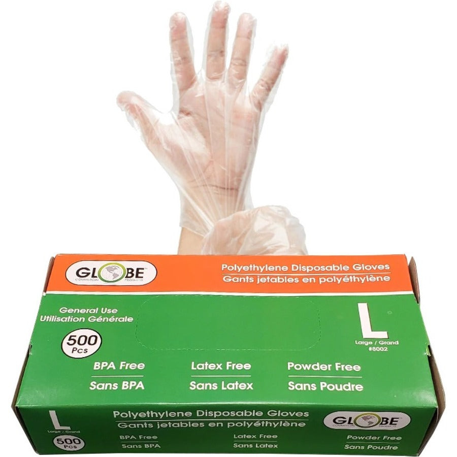 Globe Disposable Deli Gloves Large Clear 500/box