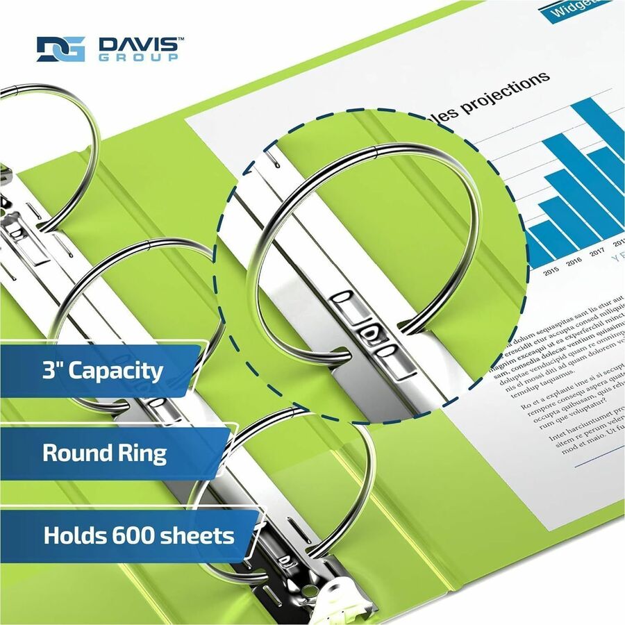 Davis Group Easyview Premium, Round Ring, Customizable, View Binder, 6 Pack (Lime Green, 3") - 8414-24-06