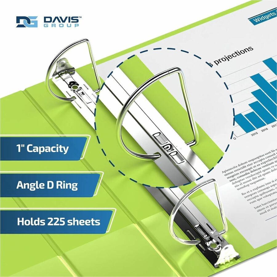 Davis Group Premium Economy, Angle D Ring, Binder, (Lime Green, 1") - 2301-24
