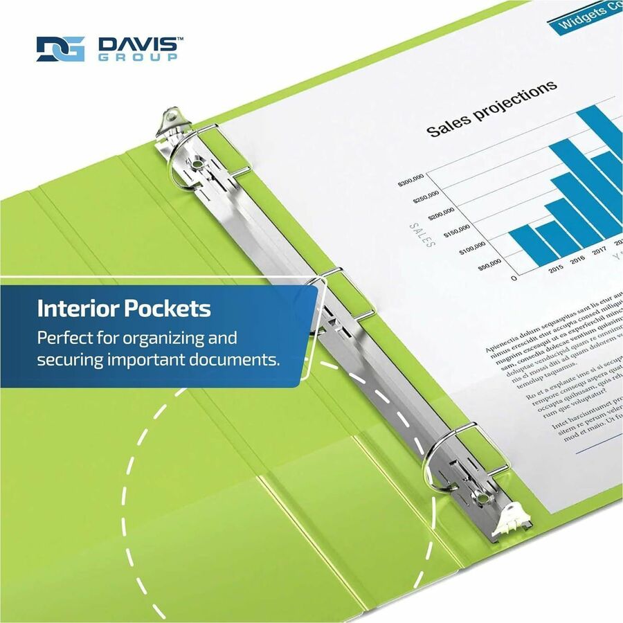 Davis Group Premium Economy, Angle D Ring, Binder, (Lime Green, 1") - 2301-24