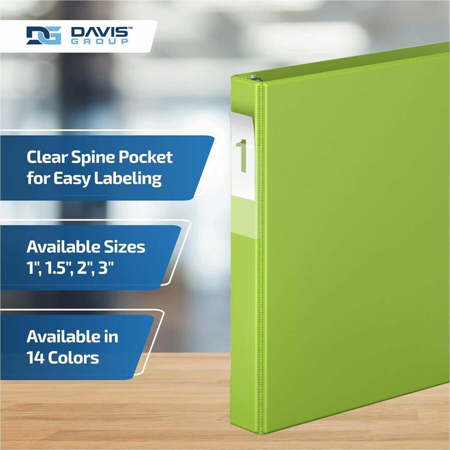 Davis Group Premium Economy, Angle D Ring, Binder, (Lime Green, 1") - 2301-24