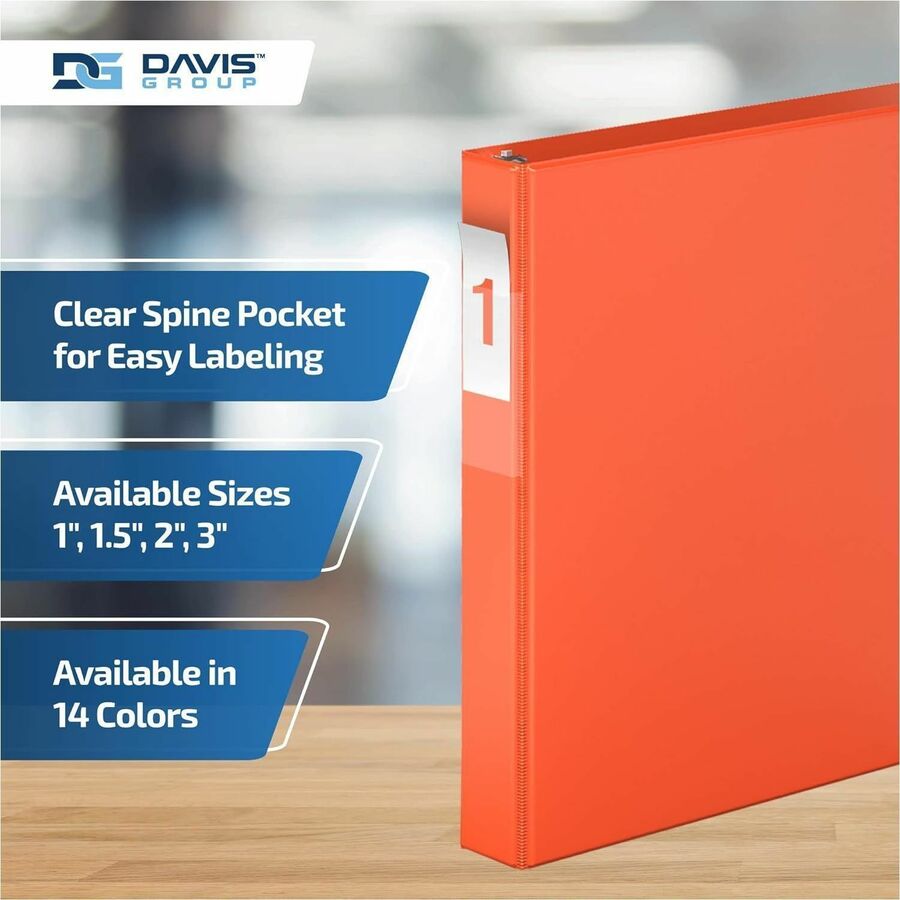 Davis Group Premium Economy, Angle D Ring, Binder, (Orange, 1") - 2301-19