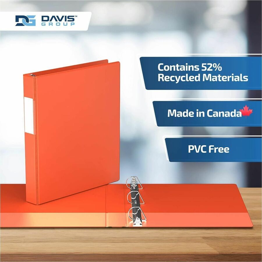 Davis Group Premium Economy, Angle D Ring, Binder, (Orange, 1") - 2301-19