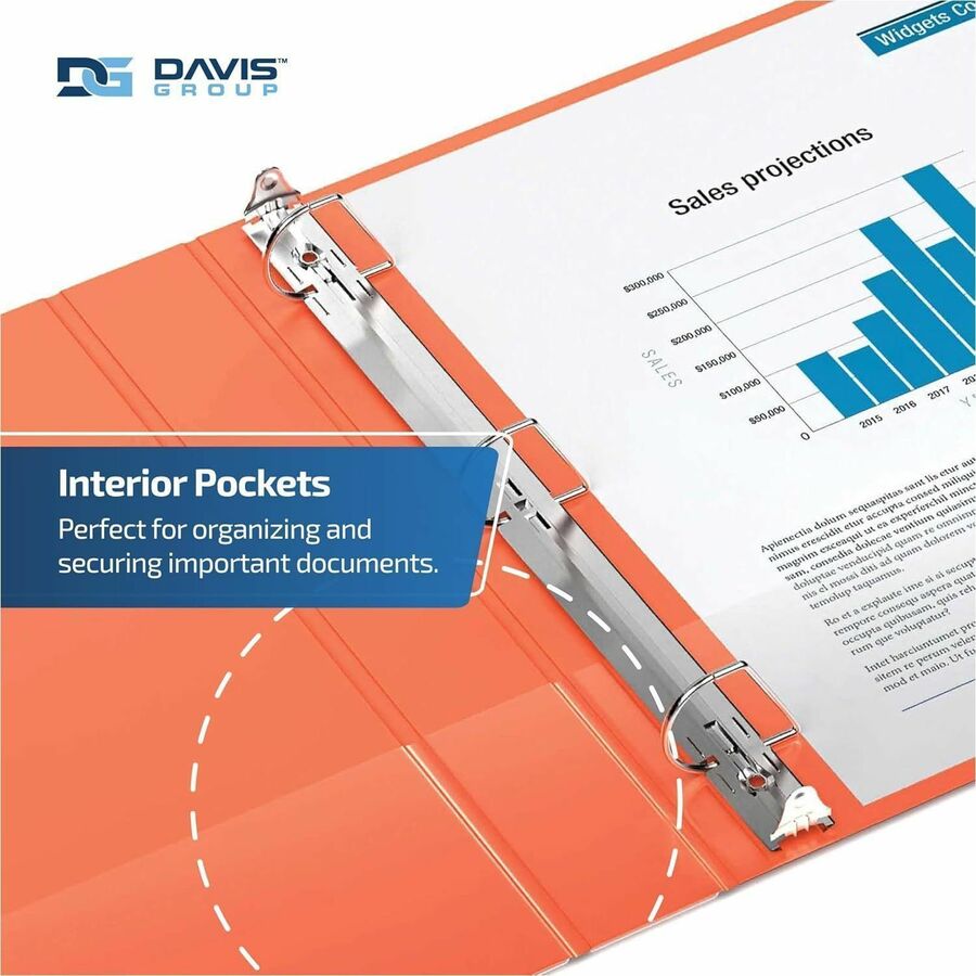 Davis Group Premium Economy, Angle D Ring, Binder, (Orange, 1") - 2301-19