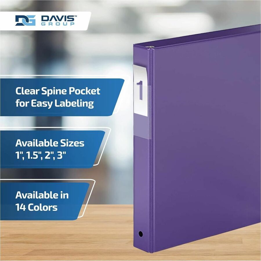 Davis Group Premium Economy, Angle D Ring, Binder, (Purple, 1") - 2301-69