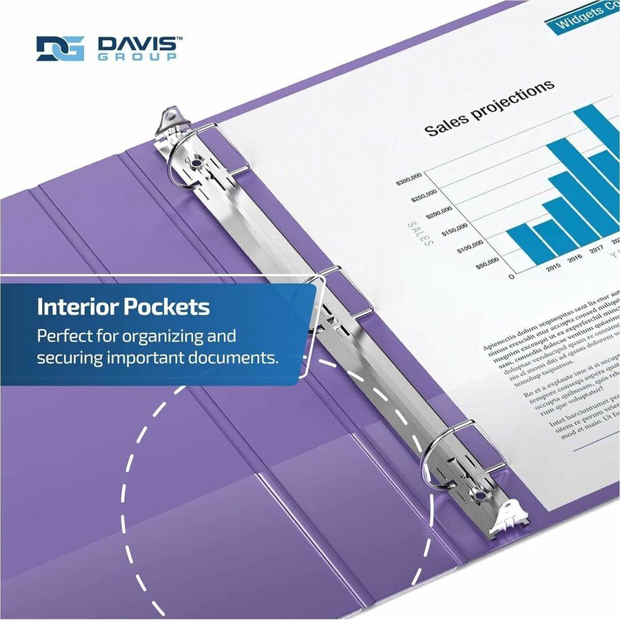 Davis Group Premium Economy, Angle D Ring, Binder, (Purple, 1") - 2301-69