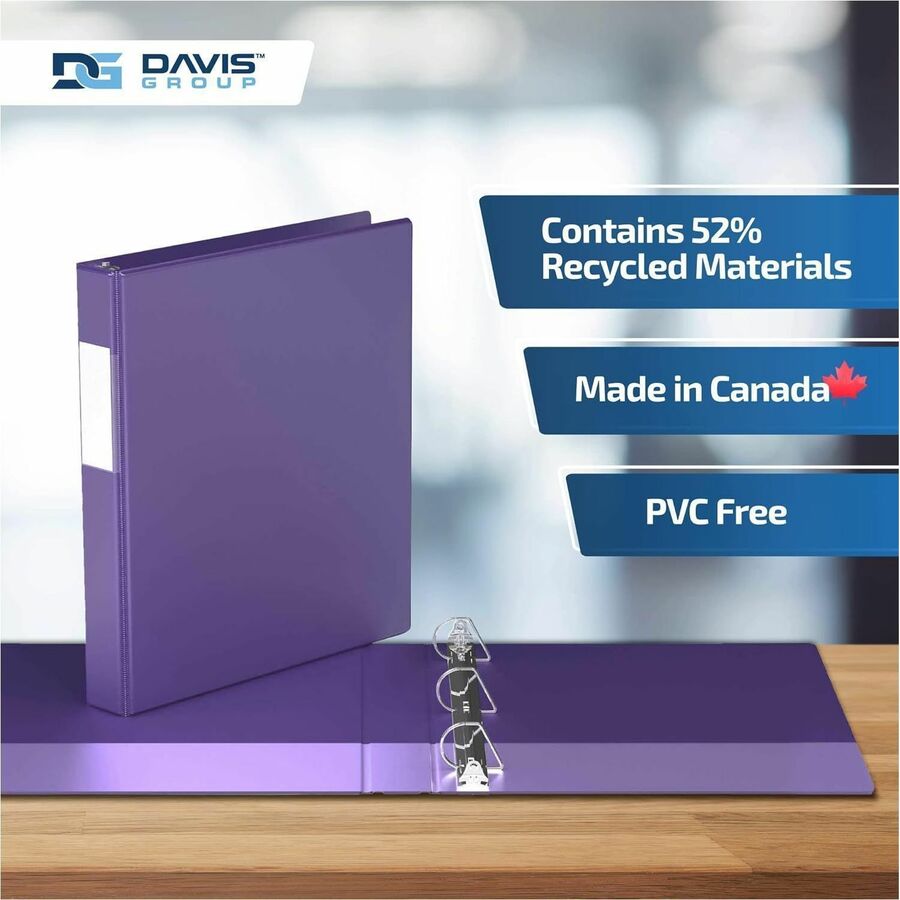 Davis Group Premium Economy, Angle D Ring, Binder, (Purple, 1") - 2301-69