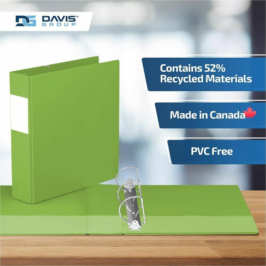 Davis Group Premium Economy, Angle D Ring, Binder, (Lime Green, 2") - 2304-24