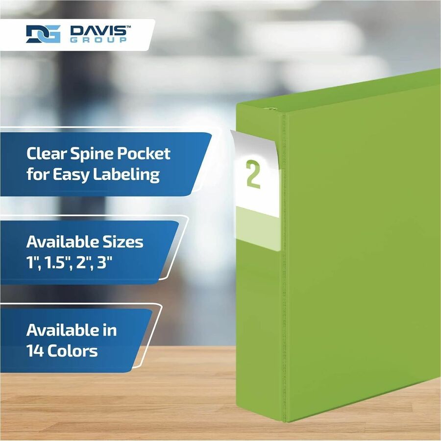 Davis Group Premium Economy, Angle D Ring, Binder, (Lime Green, 2") - 2304-24