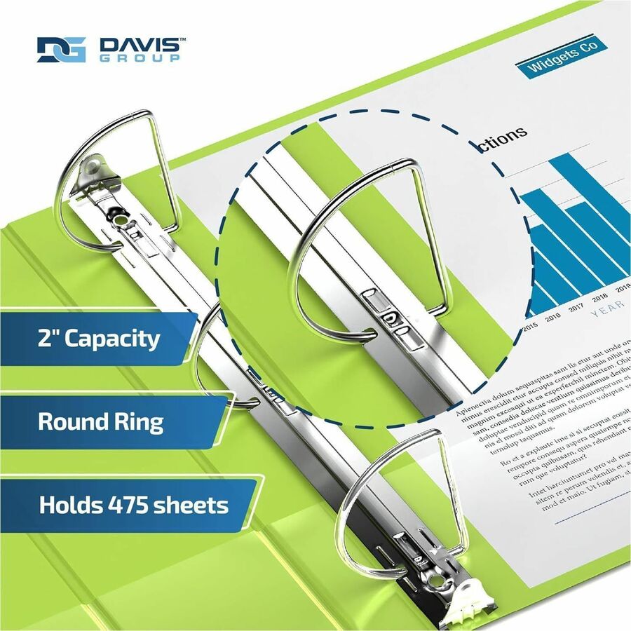 Davis Group Premium Economy, Angle D Ring, Binder, (Lime Green, 2") - 2304-24