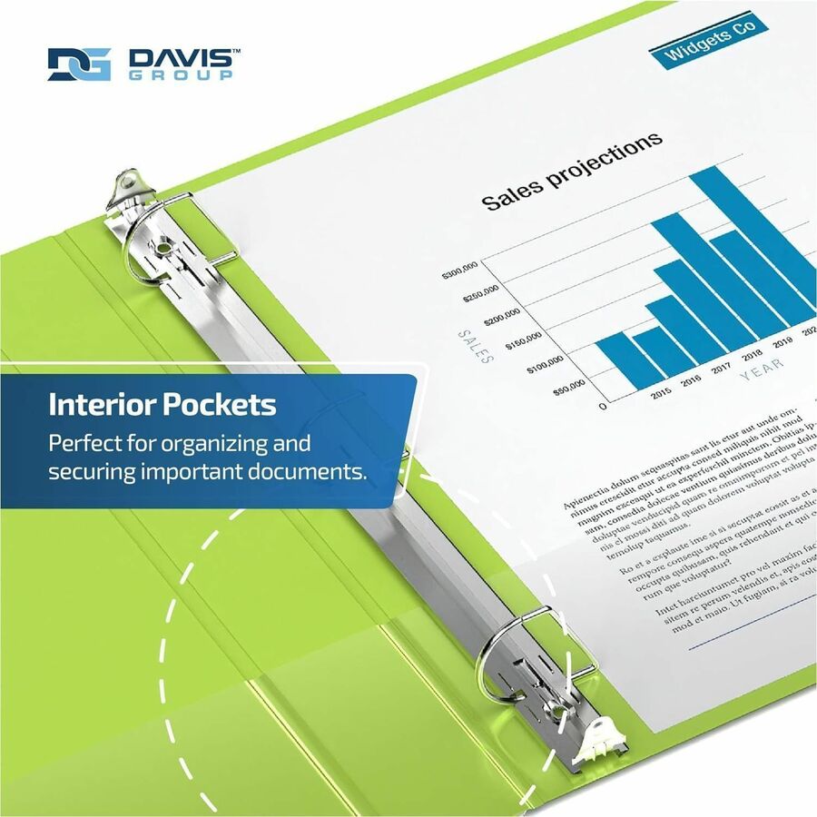 Davis Group Premium Economy, Angle D Ring, Binder, (Lime Green, 2") - 2304-24