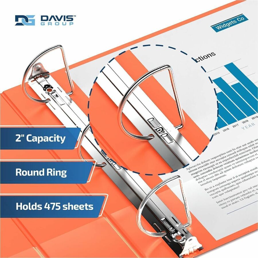 Davis Group Premium Economy, Angle D Ring, Binder, (Orange, 2") - 2304-19