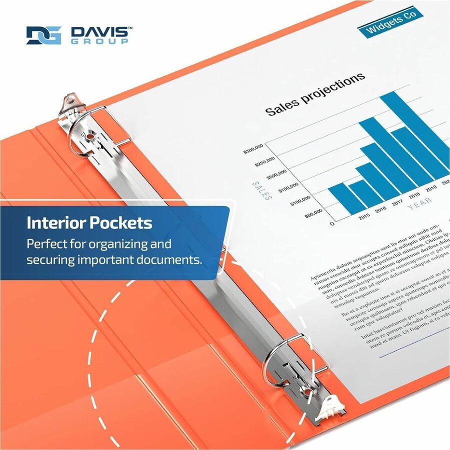 Davis Group Premium Economy, Angle D Ring, Binder, (Orange, 2") - 2304-19