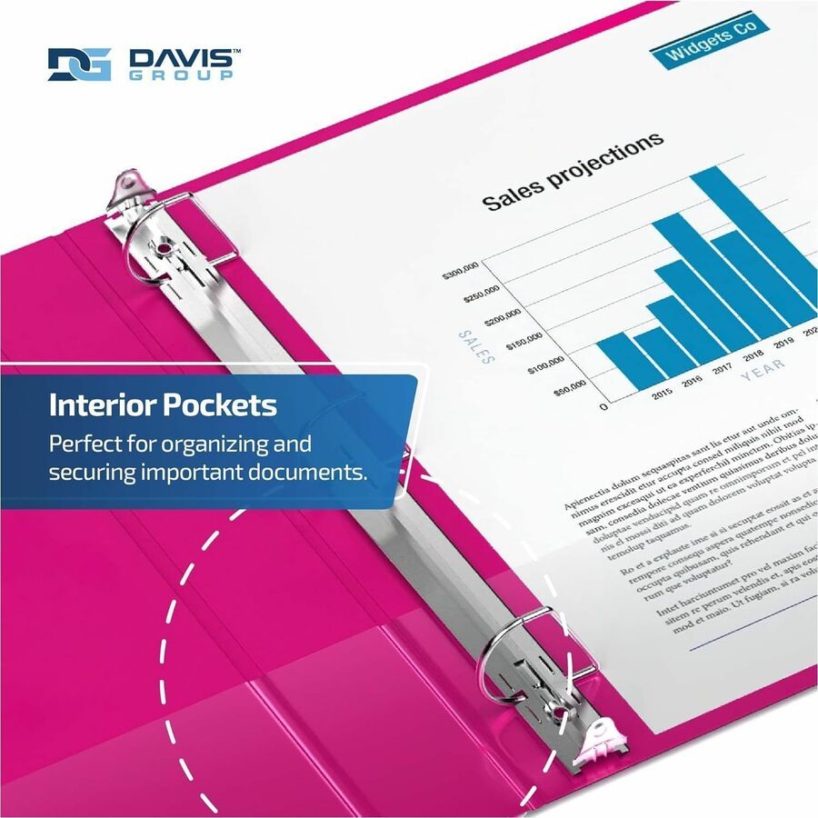 Davis Group Premium Economy, Angle D Ring, Binder, (Pink, 2") - 2304-43