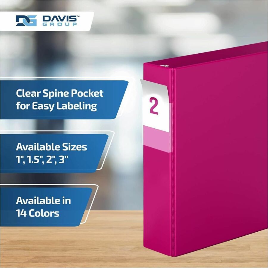 Davis Group Premium Economy, Angle D Ring, Binder, (Pink, 2") - 2304-43